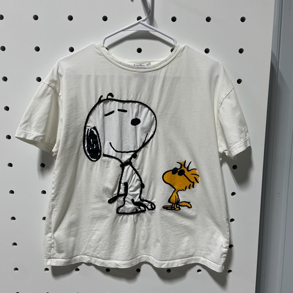 Stradivarius X Peanuts Snoopy White Tee Size L